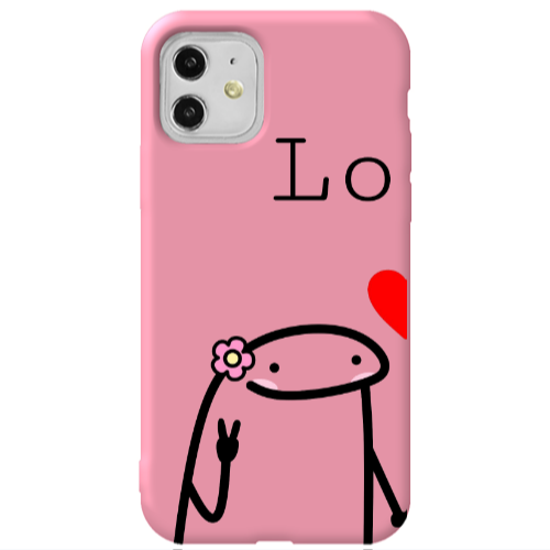 Apple iPhone 11  Love 1 Pink Colored Silicone TPU Θήκη