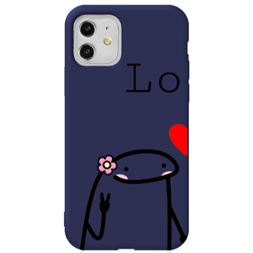 Apple iPhone 11  Love 1 Dark blue Colored Silicone TPU Θήκη