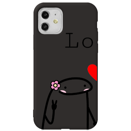 Apple iPhone 11  Love 1 Black Colored Silicone TPU Θήκη