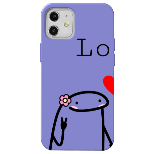 Apple iPhone 12 Love 1 Purple Colored Silicone TPU Θήκη