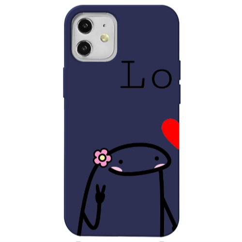 Apple iPhone 12 Love 1 Dark blue Colored Silicone TPU Θήκη