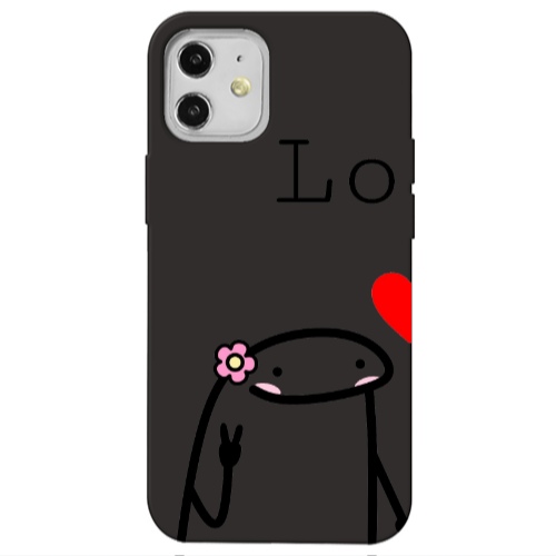 Apple iPhone 12 Love 1 Black Colored Silicone TPU Θήκη