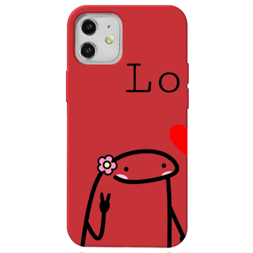 Apple iPhone 12 Love 1 Red Colored Silicone TPU Θήκη
