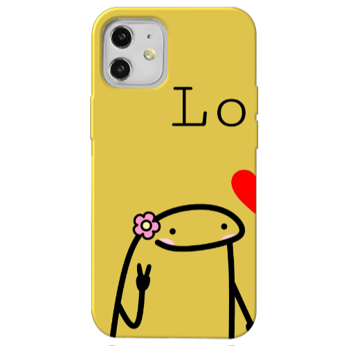 Apple iPhone 12 Love 1 Yellow Colored Silicone TPU Θήκη