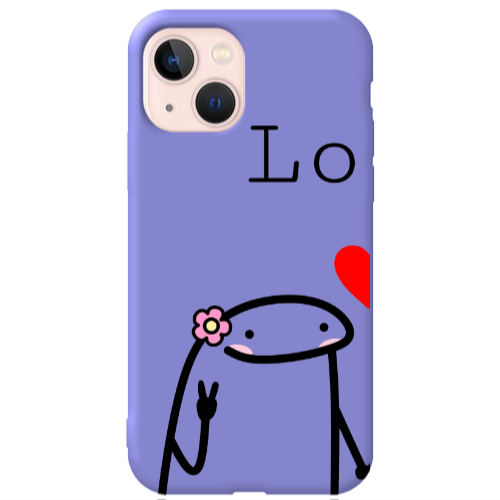 Apple iPhone 13 Love 1 Purple Colored Silicone TPU Θήκη