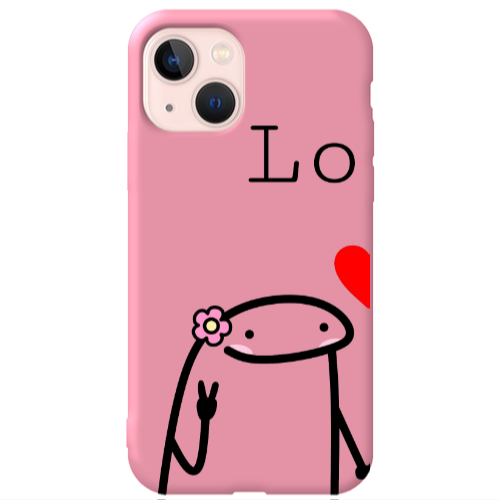 Apple iPhone 13 Love 1 Pink Colored Silicone TPU Θήκη