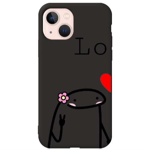 Apple iPhone 13 Love 1 Black Colored Silicone TPU Θήκη