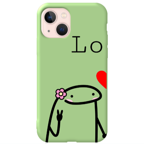 Apple iPhone 13 Love 1 Light Green Colored Silicone TPU Θήκη