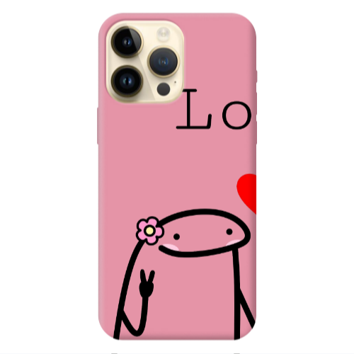Apple iPhone 13 Pro Max Love 1 Pink Colored Silicone TPU Θήκη