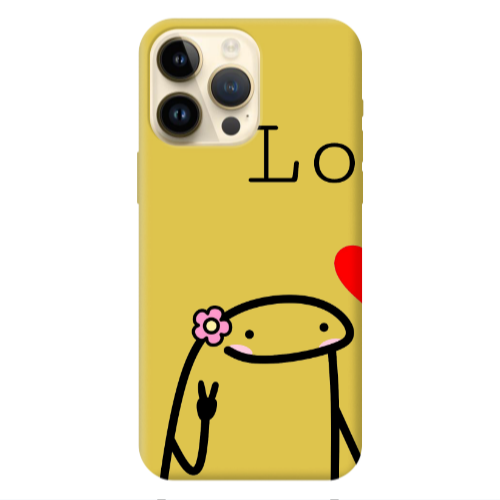 Apple iPhone 13 Pro Max Love 1 Yellow Colored Silicone TPU Θήκη