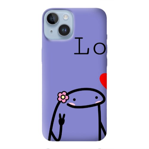 Apple iPhone 14  Love 1 Purple Colored Silicone TPU Θήκη