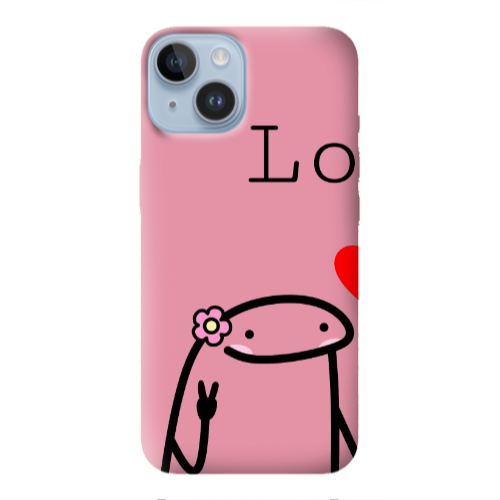 Apple iPhone 14  Love 1 Pink Colored Silicone TPU Θήκη