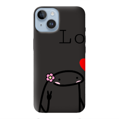 Apple iPhone 14  Love 1 Black Colored Silicone TPU Θήκη