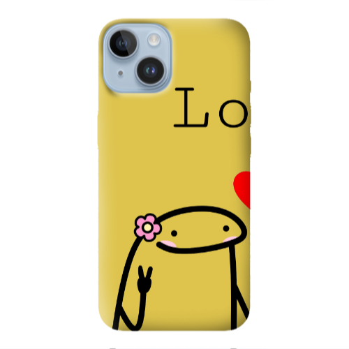 Apple iPhone 14 Plus Love 1 Yellow Colored Silicone TPU Θήκη