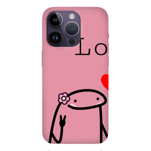Apple iPhone 14 Pro  Love 1 Pink Colored Silicone TPU Θήκη