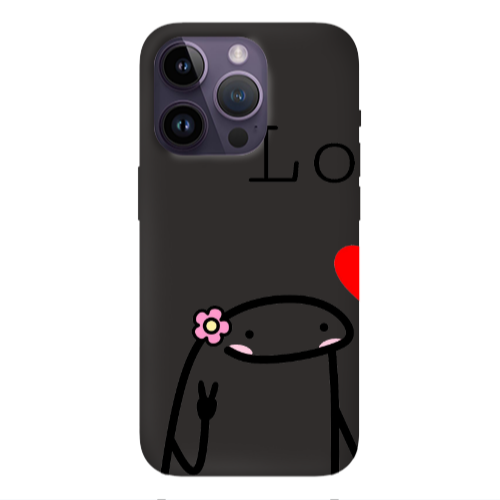 Apple iPhone 14 Pro Max Love 1 Black Colored Silicone TPU Θήκη