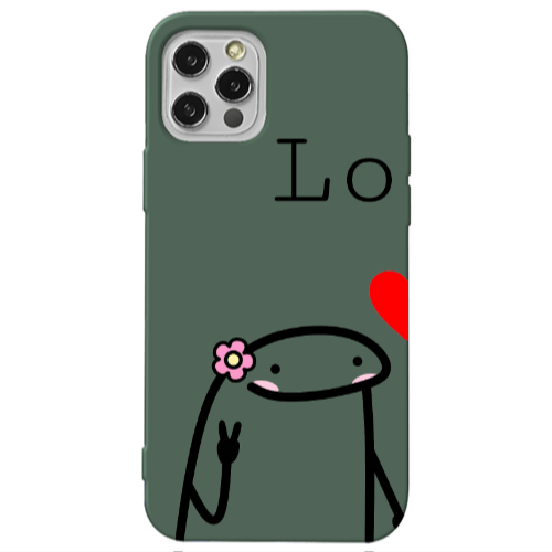 Apple iPhone 13 Pro Love 1 Dark Green Colored Silicone TPU Θήκη