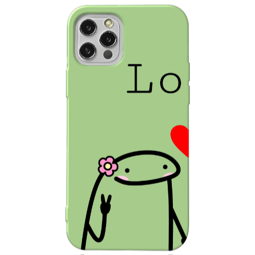 Apple iPhone 12 Pro Love 1 Light Green Colored Silicone TPU Θήκη