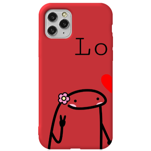 Apple iPhone 11 Pro Max Love 1 Red Colored Silicone TPU Θήκη