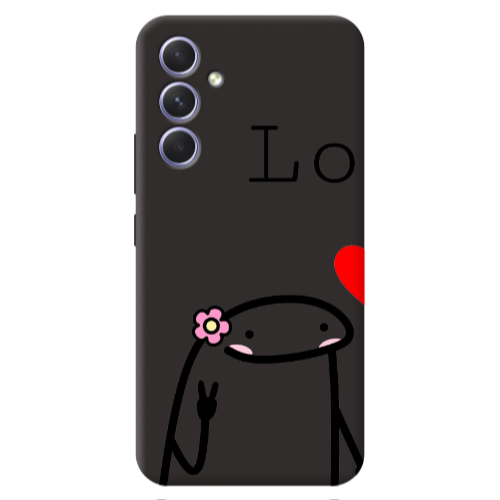 Samsung A54 Love 1 Black Colored Silicone TPU Θήκη
