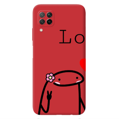 Huawei P40 Lite Love 1 Red Colored Silicone TPU Θήκη
