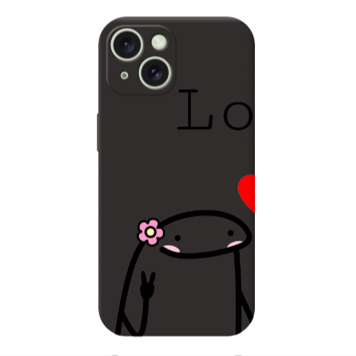 Apple iPhone 15 Love 1 Black Colored Silicone TPU Θήκη