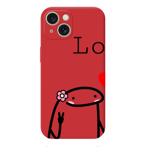 Apple iPhone 15 Love 1 Red Colored Silicone TPU Θήκη