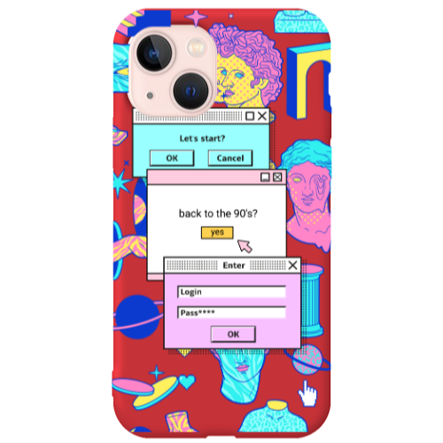 Apple iPhone 13 Enter Login Red Colored Silicone TPU Θήκη