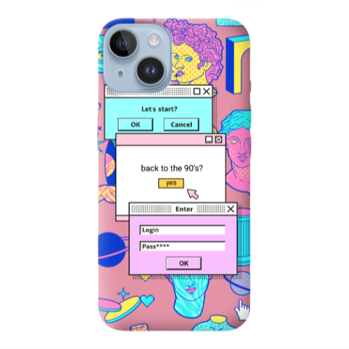 Apple iPhone 14  Enter Login Pink Colored Silicone TPU Θήκη