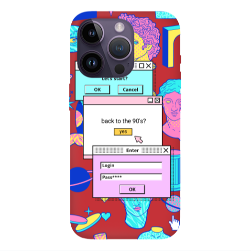 Apple iPhone 14 Pro Max Enter Login Red Colored Silicone TPU Θήκη