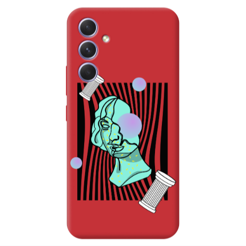 Samsung A56 Columns Red Colored Silicone TPU Θήκη
