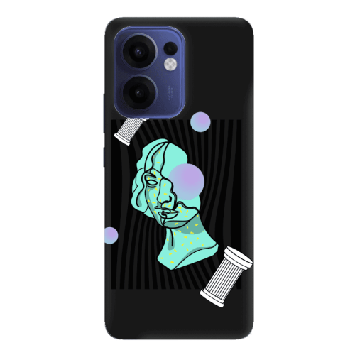 Oppo Reno13 FS Columns Black Colored Silicone TPU Θήκη