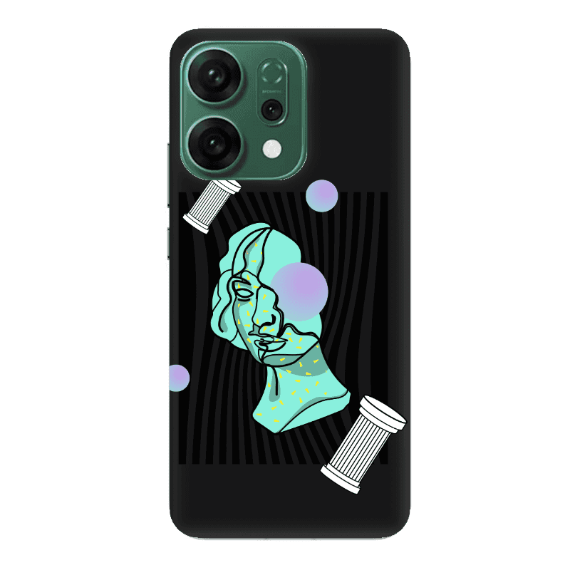 Oppo RENO 14 Columns Black Colored Silicone TPU Θήκη