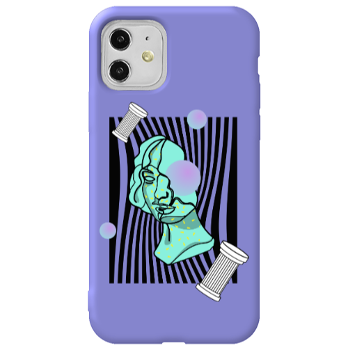 Apple iPhone 11  Columns Purple Colored Silicone TPU Θήκη