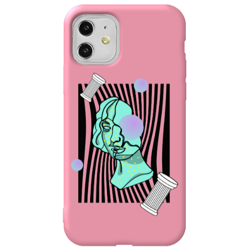 Apple iPhone 11  Columns Pink Colored Silicone TPU Θήκη