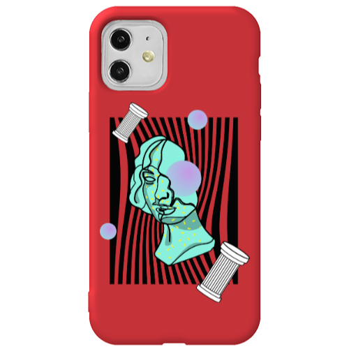 Apple iPhone 11  Columns Red Colored Silicone TPU Θήκη
