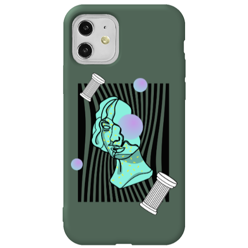 Apple iPhone 11  Columns Dark Green Colored Silicone TPU Θήκη