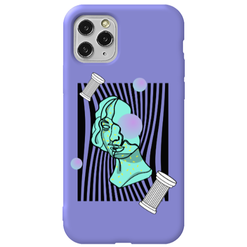 Apple iPhone 11 Pro Columns Purple Colored Silicone TPU Θήκη