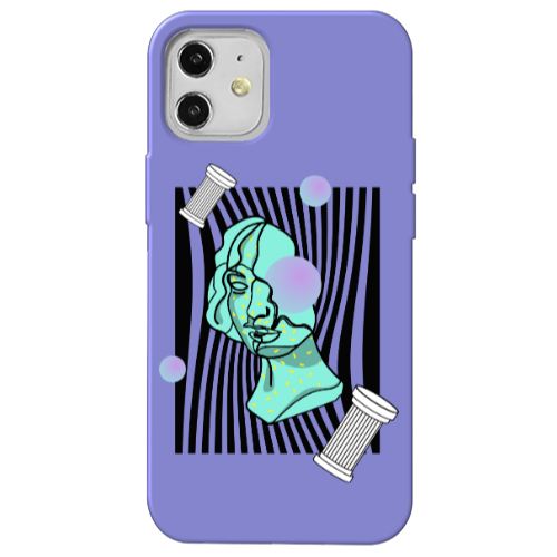 Apple iPhone 12 Columns Purple Colored Silicone TPU Θήκη