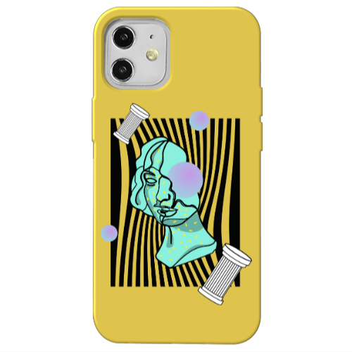 Apple iPhone 12 Columns Yellow Colored Silicone TPU Θήκη