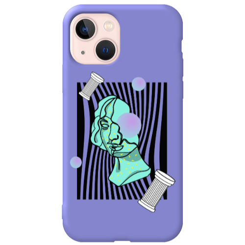 Apple iPhone 13 Columns Purple Colored Silicone TPU Θήκη