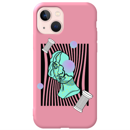 Apple iPhone 13 Columns Pink Colored Silicone TPU Θήκη