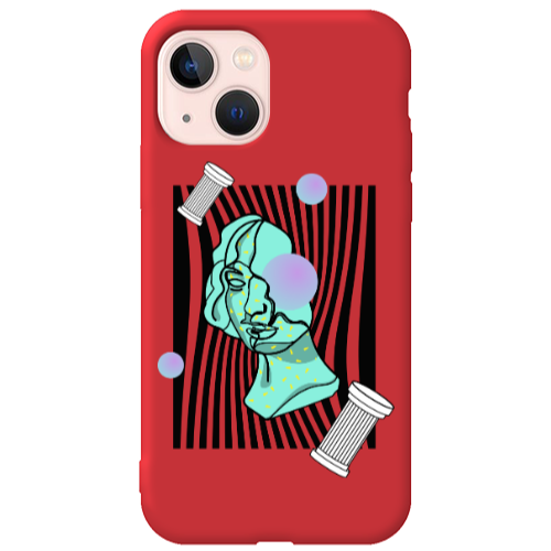 Apple iPhone 13 Columns Red Colored Silicone TPU Θήκη