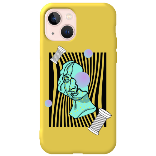 Apple iPhone 13 Columns Yellow Colored Silicone TPU Θήκη