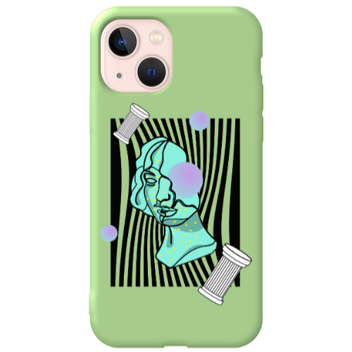 Apple iPhone 13 Columns Light Green Colored Silicone TPU Θήκη