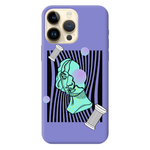 Apple iPhone 13 Pro Max Columns Purple Colored Silicone TPU Θήκη