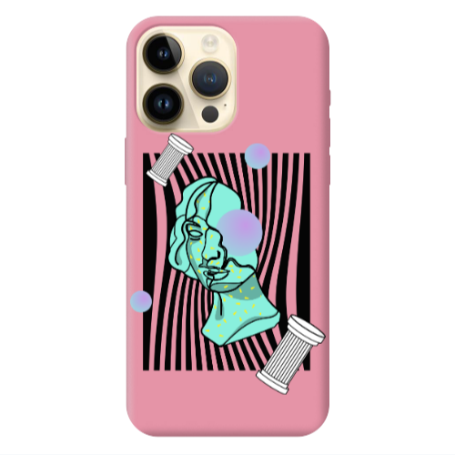 Apple iPhone 13 Pro Max Columns Pink Colored Silicone TPU Θήκη