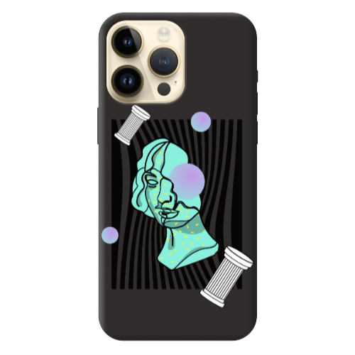 Apple iPhone 13 Pro Max Columns Black Colored Silicone TPU Θήκη