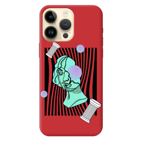 Apple iPhone 13 Pro Max Columns Red Colored Silicone TPU Θήκη