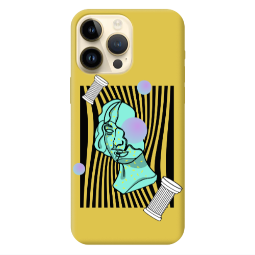 Apple iPhone 13 Pro Max Columns Yellow Colored Silicone TPU Θήκη